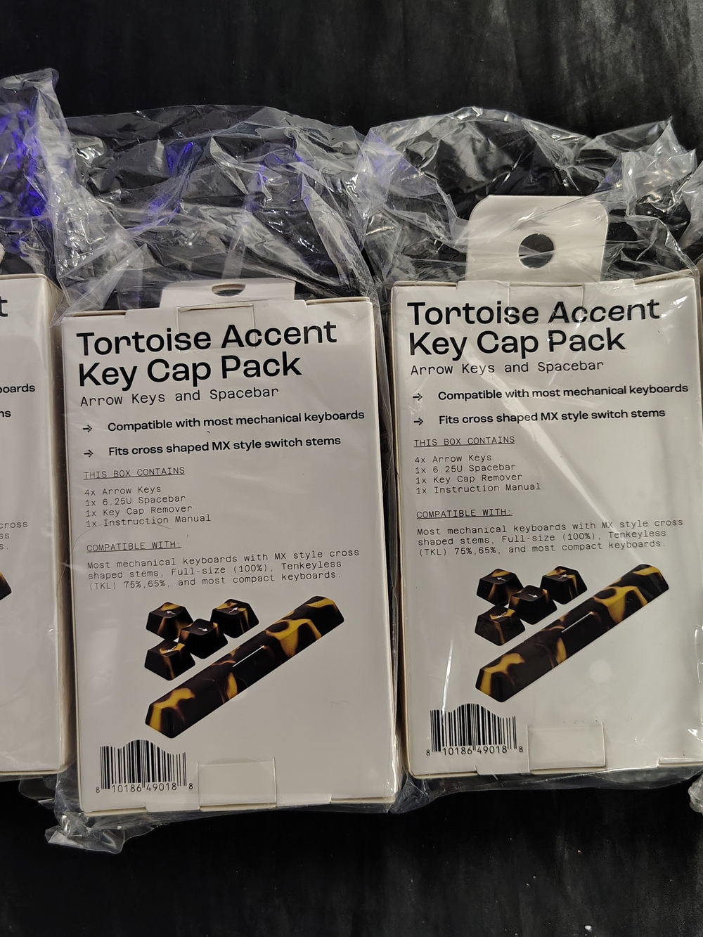 Tortoise Accent Key Cap Pack – Black and Brown Arrow Keys & Spacebar